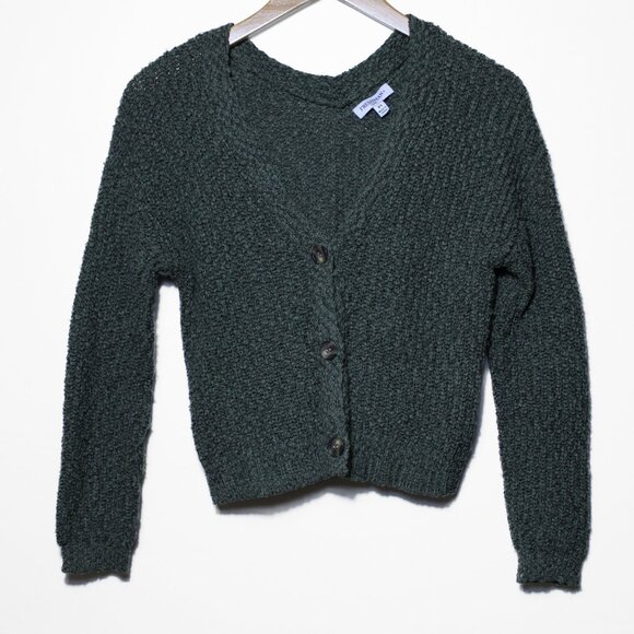 Freshman 1996 Cropped Sweater Cardigan Olive Green Size XS - Picture 1 of 6